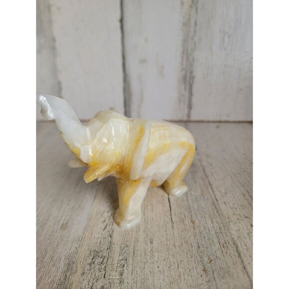 Onyx carved elephant white home decor unique figure safari - Picture 2 of 9